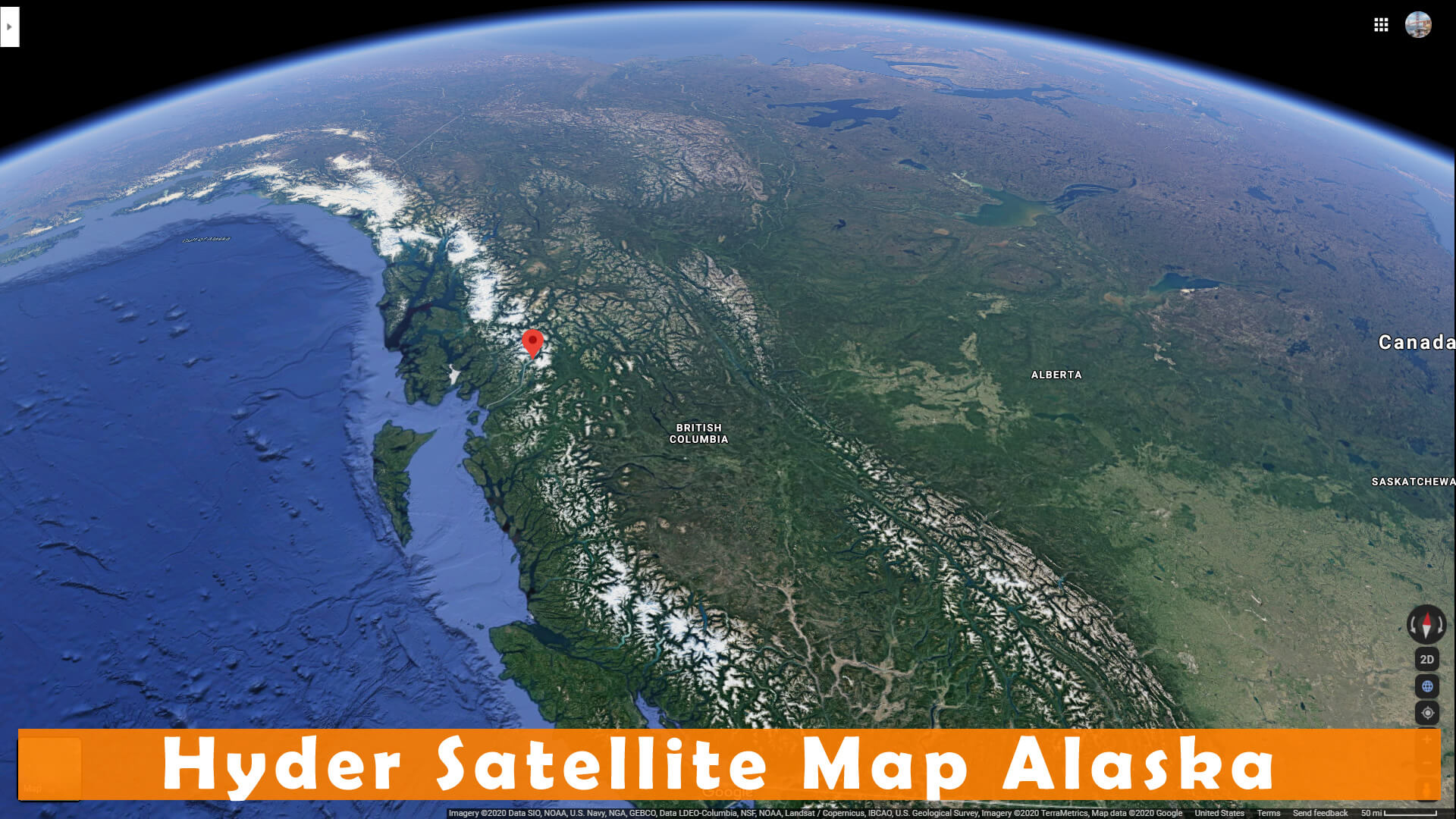 Hyder Satellite Carte Alaska